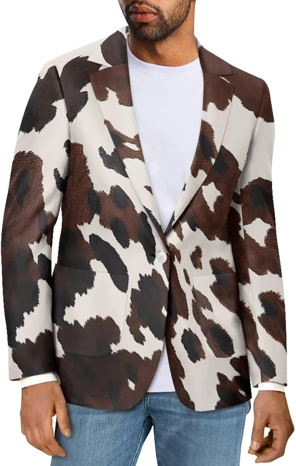 Men's Casual Sport Coat Lightweight One Button Suit Long Sleeve Jackets Novelty Blazer for Wedding Prom Dinner