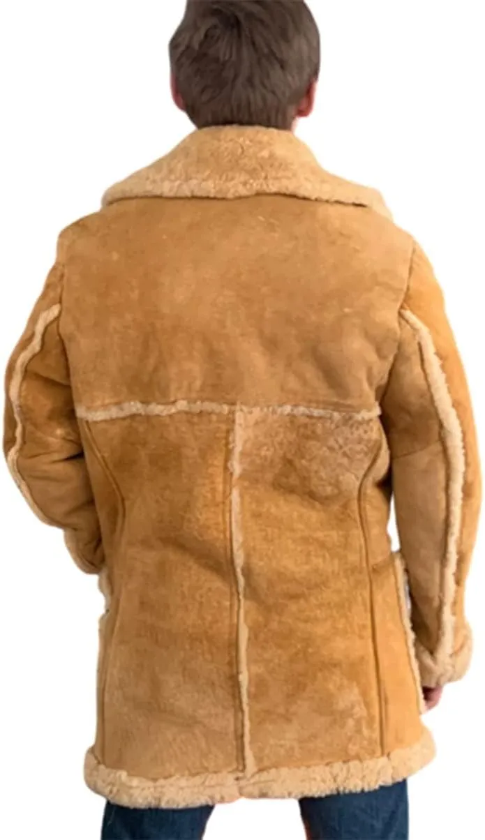 Mens Genuine Shearling B3 flight Jacket Bomber Sheepskin Leather Winter Coat