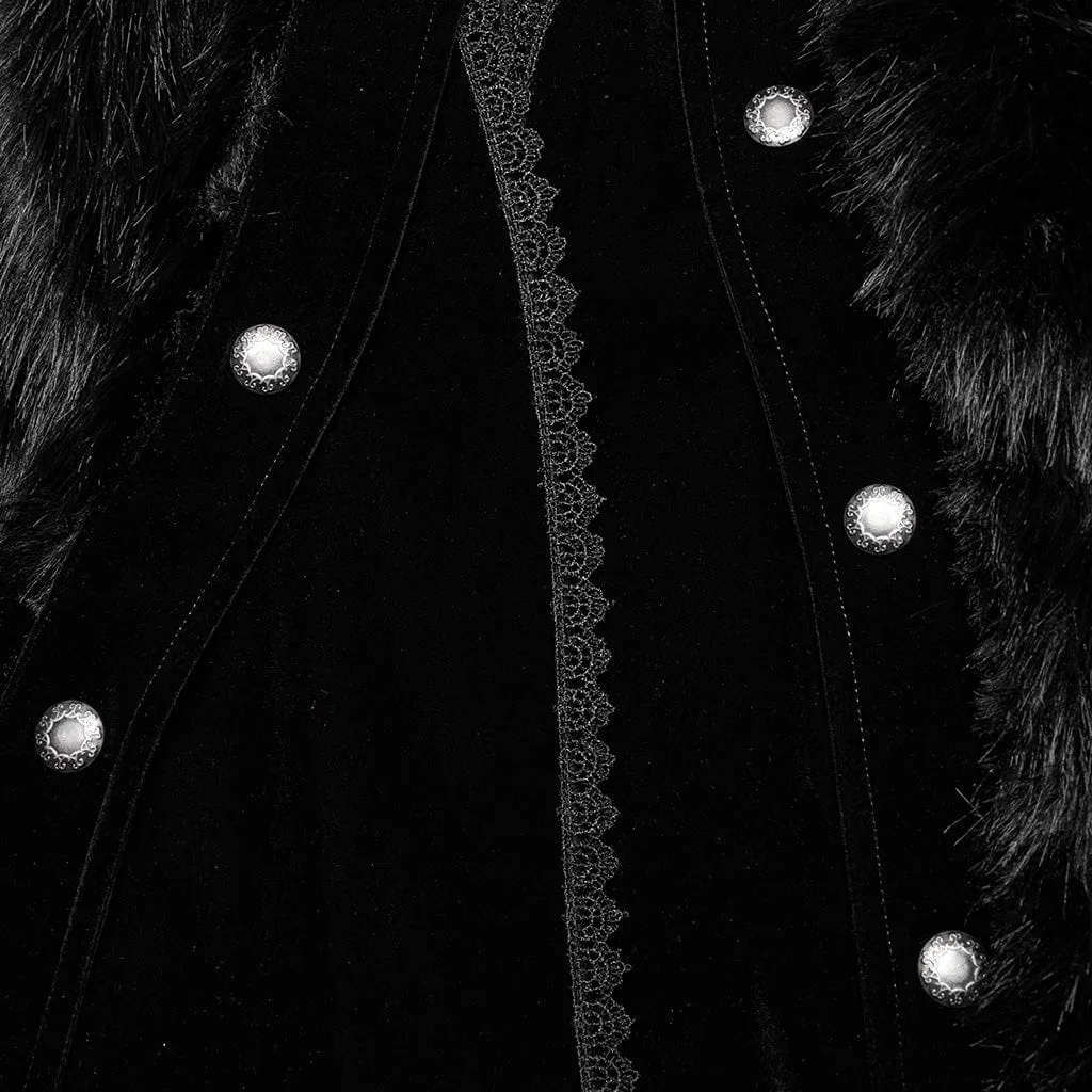 Men's Gothic Stand Collar Irregular Plush Splicing Cloak