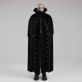 Men's Gothic Stand Collar Irregular Plush Splicing Cloak