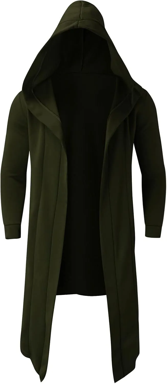 Mens Hoodies Men's Dark Style Solid Color Long Cardigan Cloak Coat Hooded Sweater Jacket