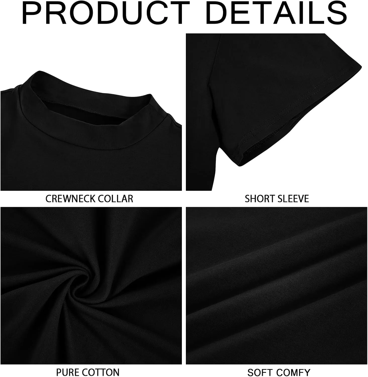 Mens Mock Turtleneck T Shirts Short Sleeve Cotton Basic Undershirt Relaxed Fit Lightweight Solid Pullover Tops