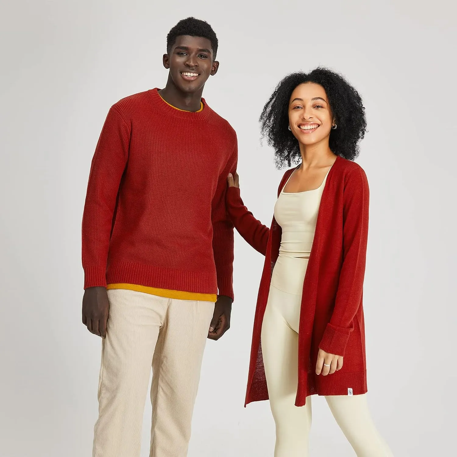 Men's Polyana Cashmere Essentials Crewneck Pullover Waffle Sweater Ribbed Knit with Long Sleeve