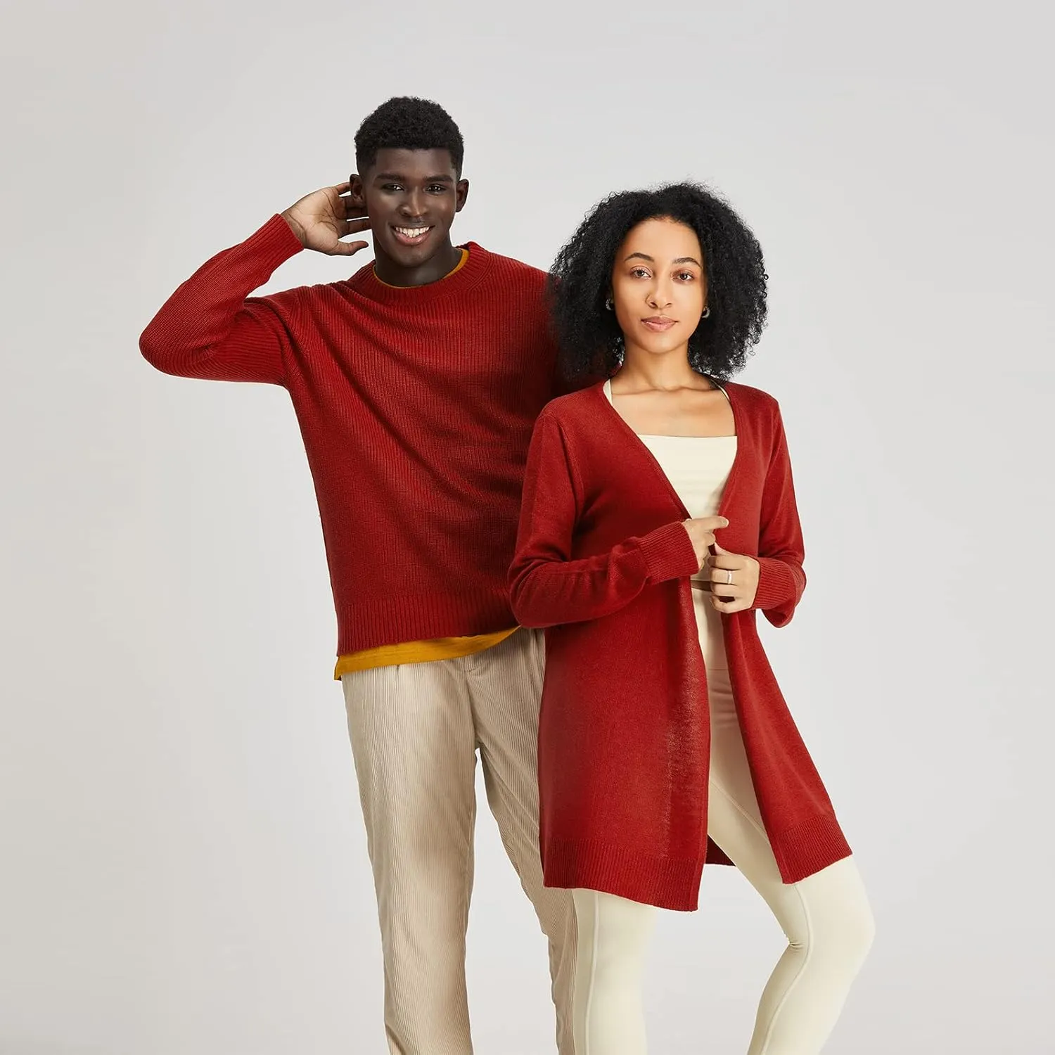 Men's Polyana Cashmere Essentials Crewneck Pullover Waffle Sweater Ribbed Knit with Long Sleeve