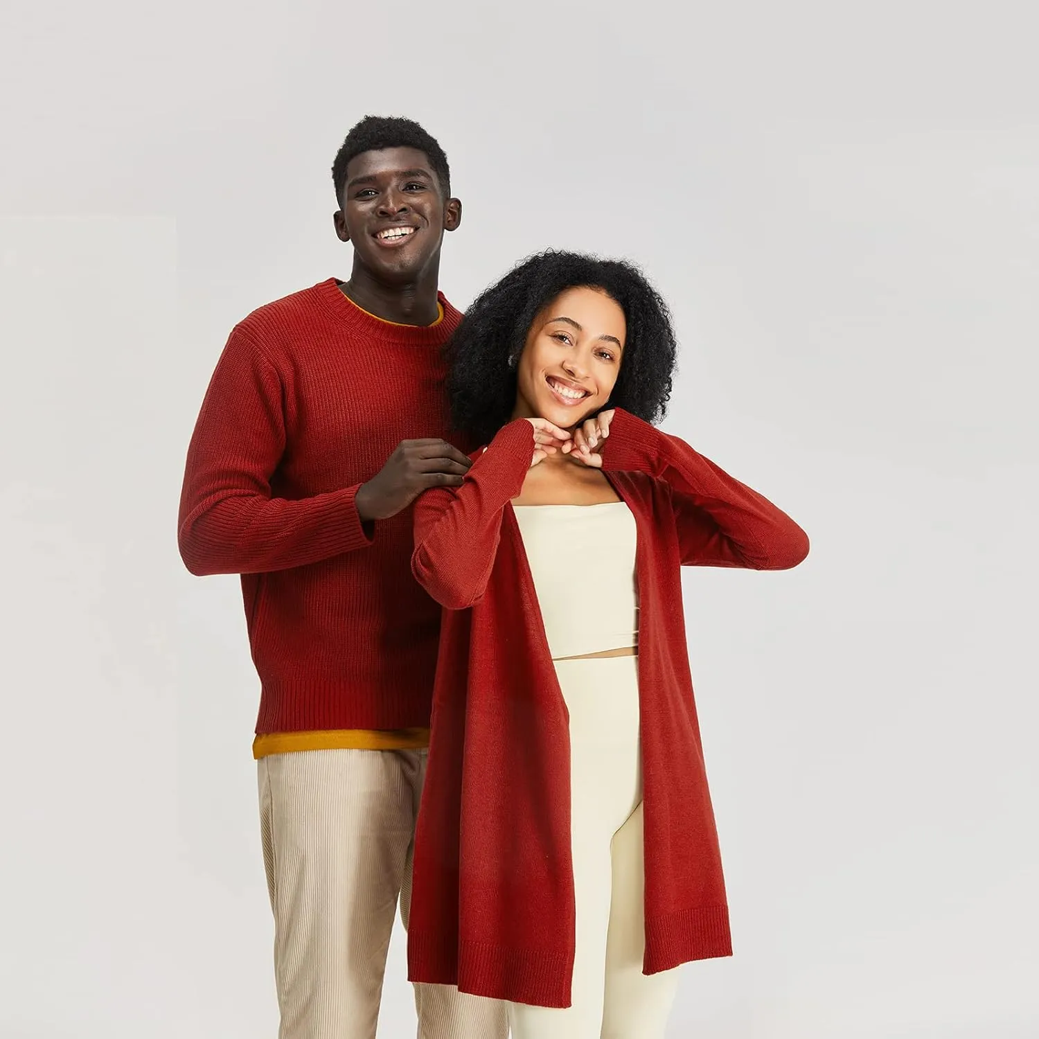Men's Polyana Cashmere Essentials Crewneck Pullover Waffle Sweater Ribbed Knit with Long Sleeve