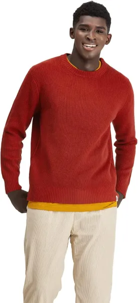 Men's Polyana Cashmere Essentials Crewneck Pullover Waffle Sweater Ribbed Knit with Long Sleeve
