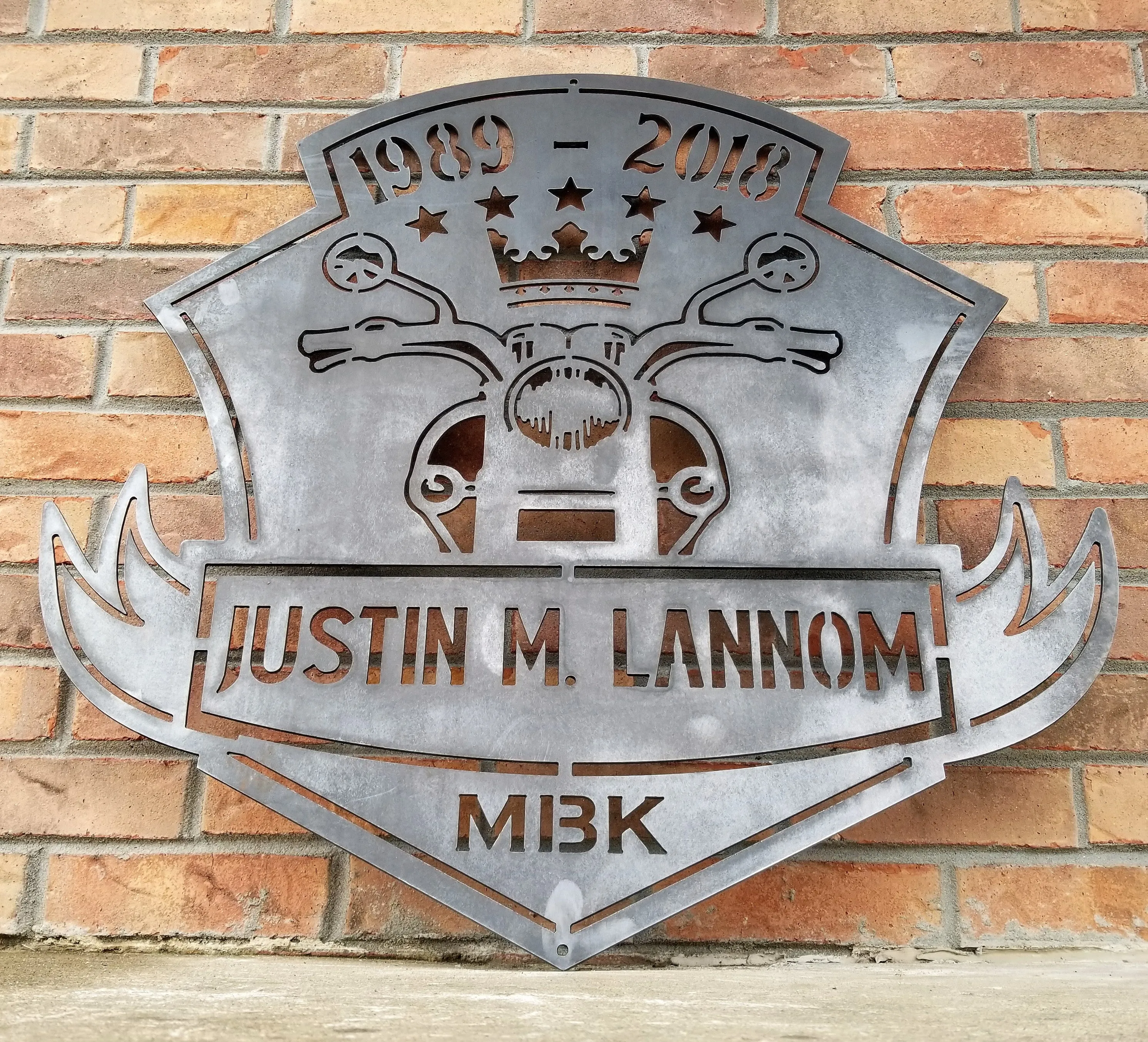 Metal Motorcycle Memorial - Personalized Plaque - Custom Name, Date, Organization