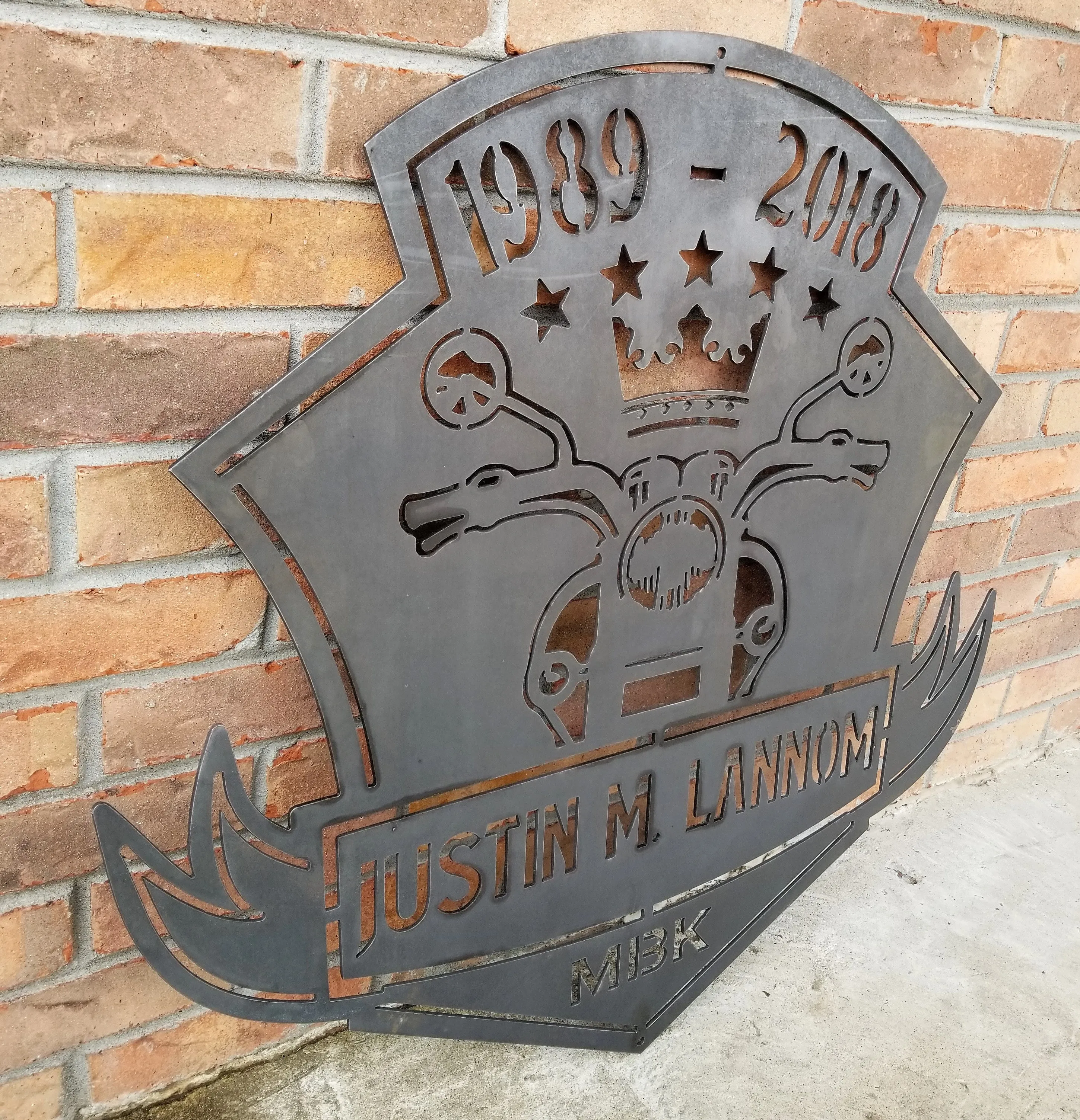 Metal Motorcycle Memorial - Personalized Plaque - Custom Name, Date, Organization