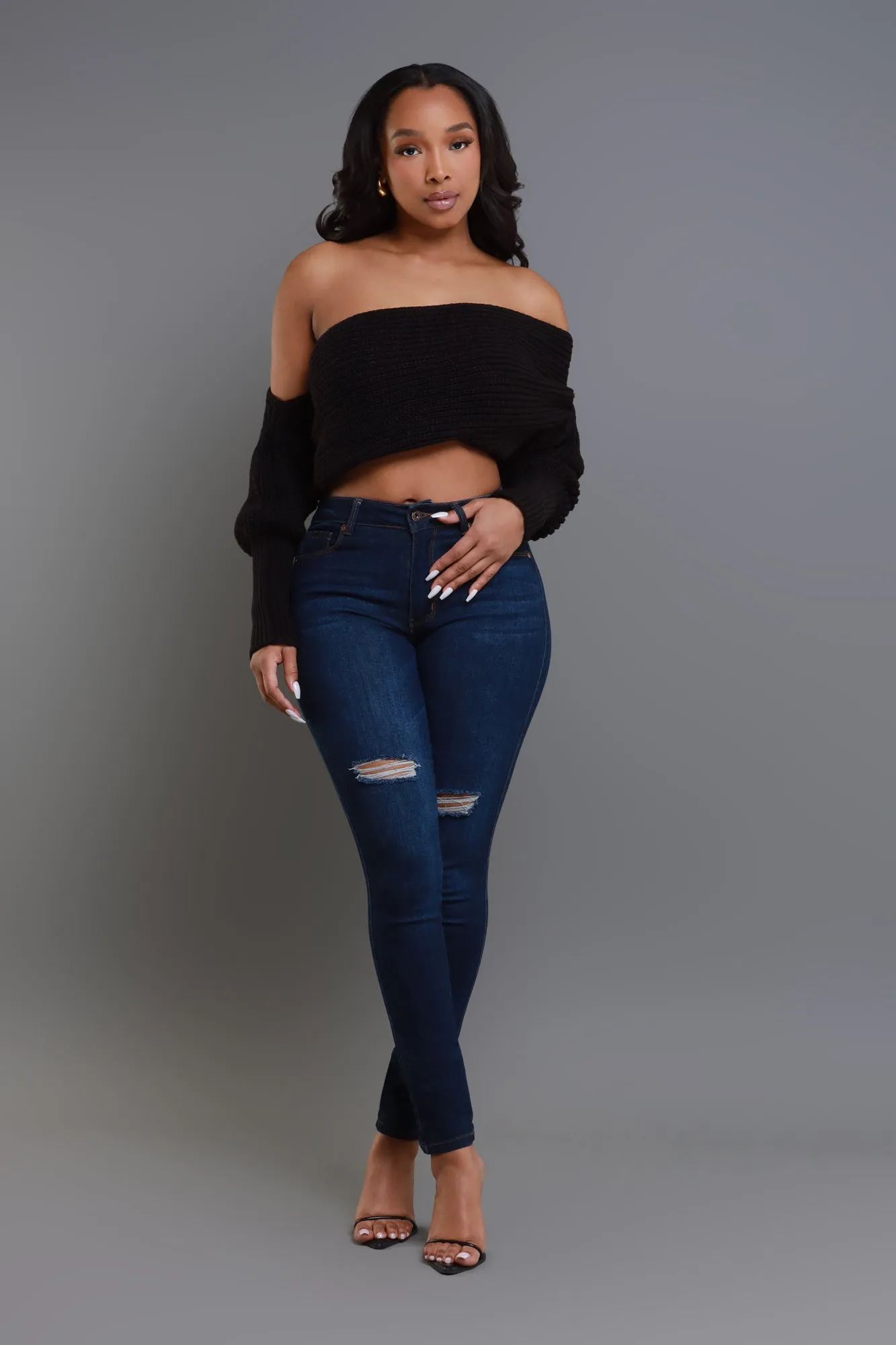 Multi Way Wrap Sweater - Black