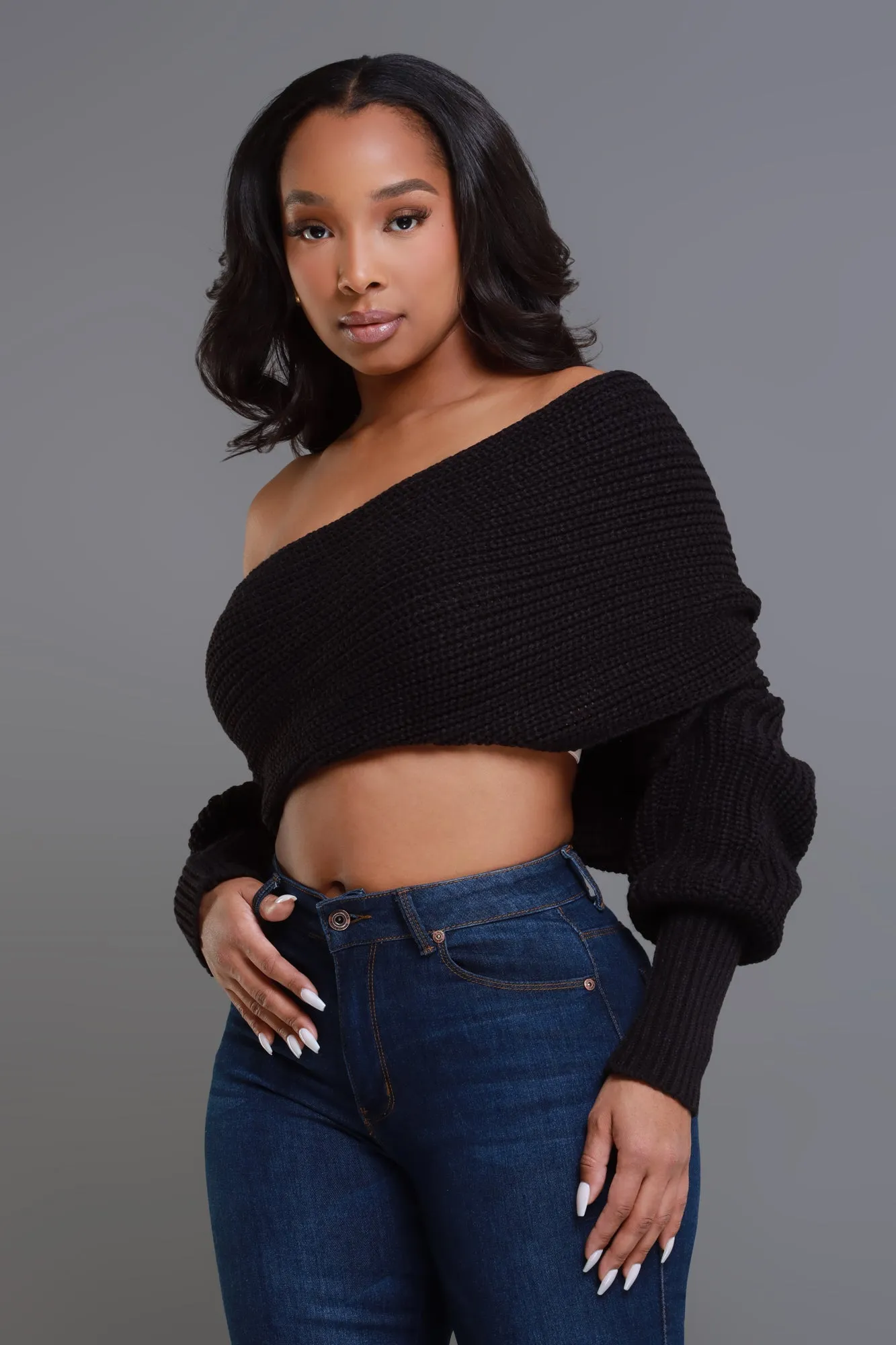 Multi Way Wrap Sweater - Black