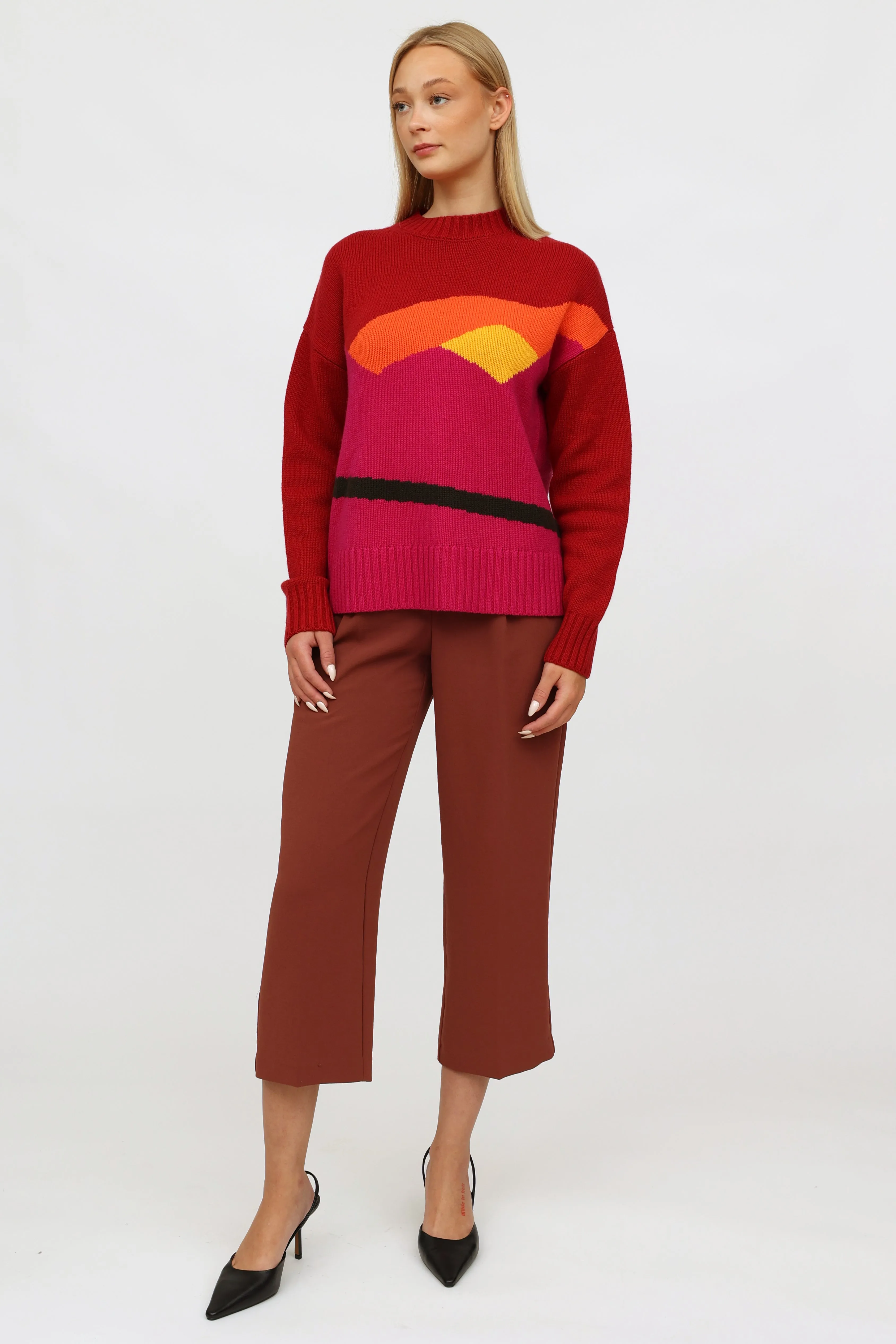 Multi Wool Knit Crewneck Sweater