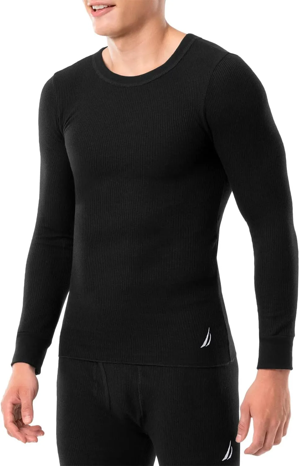 Nautica Men's Long Sleeve Base Layer Set Crewneck Waffle Thermal Underwear Top and Bottom Set