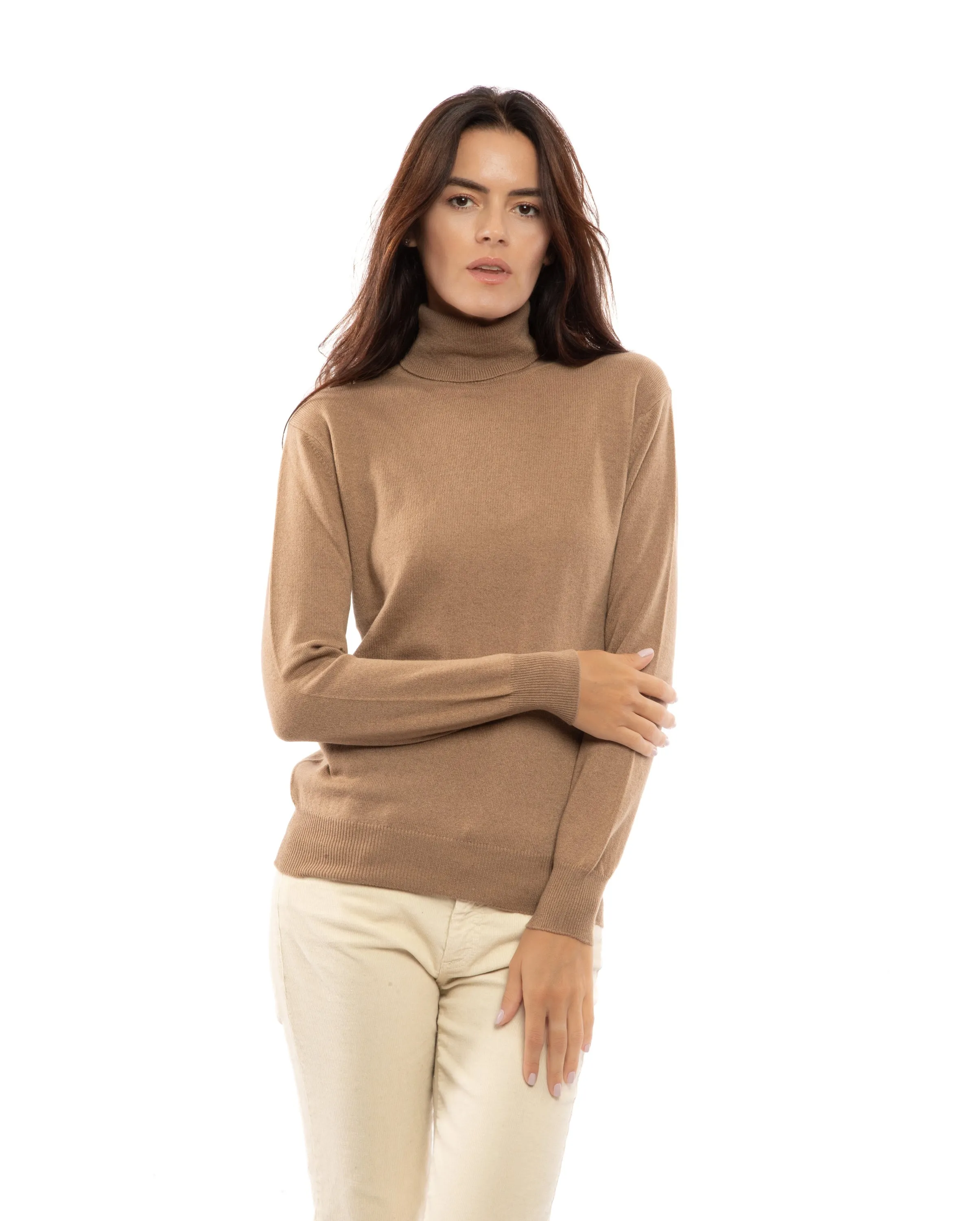 NEW FALL 24 - Women's Pure Cashmere Turtleneck Sweater Taupe