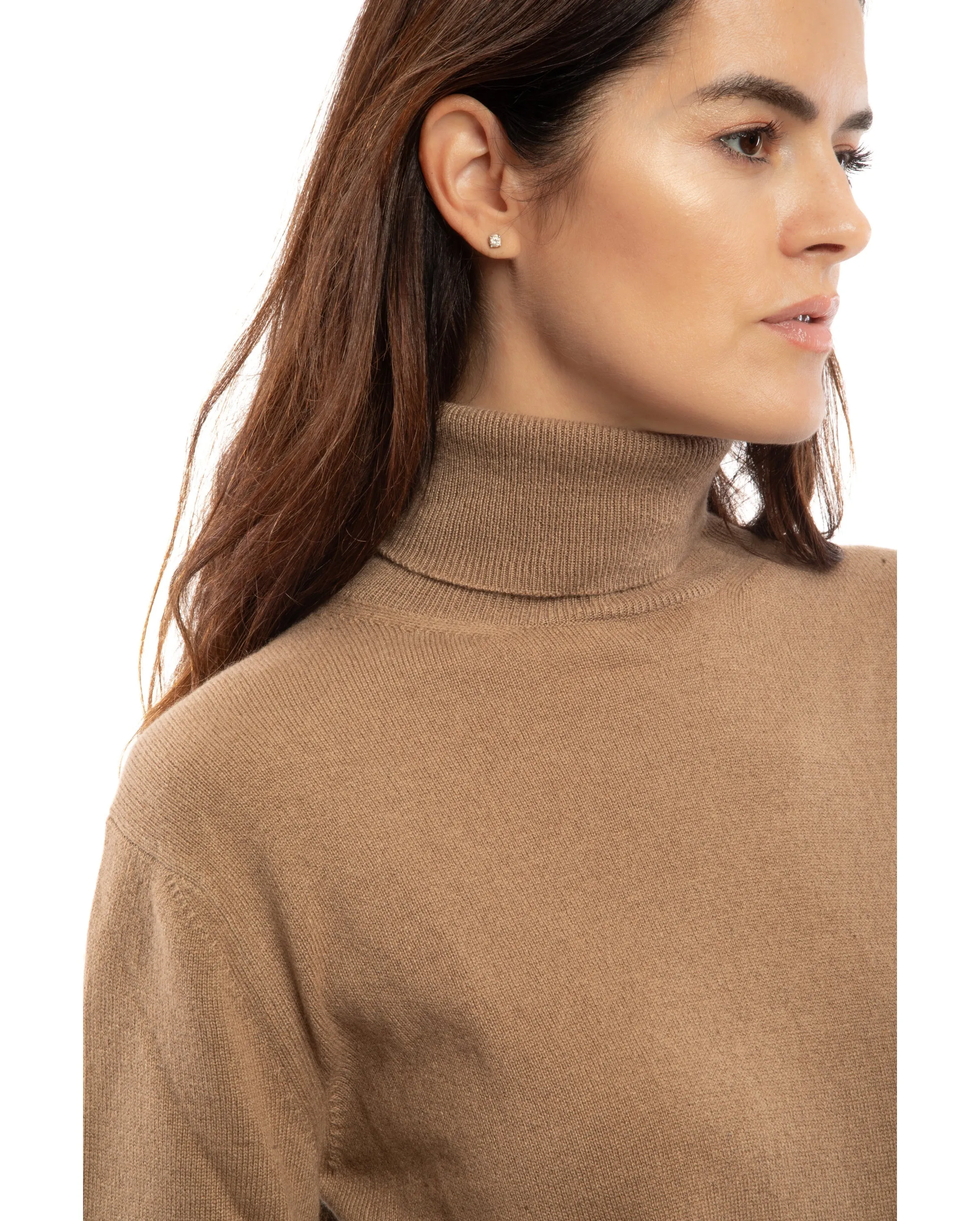 NEW FALL 24 - Women's Pure Cashmere Turtleneck Sweater Taupe