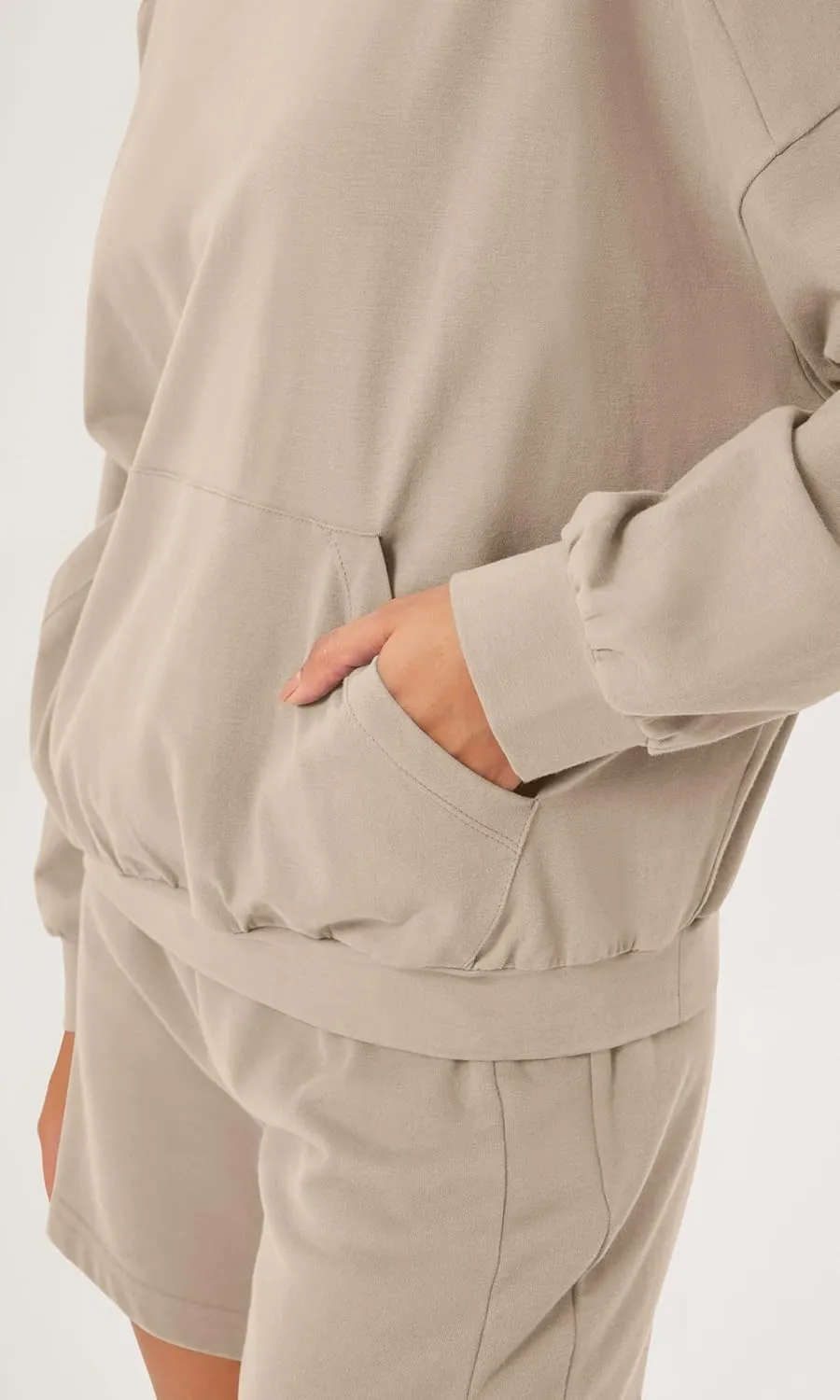 ODODOS Purevibe Cotton Oversized Sweatshirts, Women's Crew Neck Long Sleeve Pullover Tops with Kangaroo Pocket
