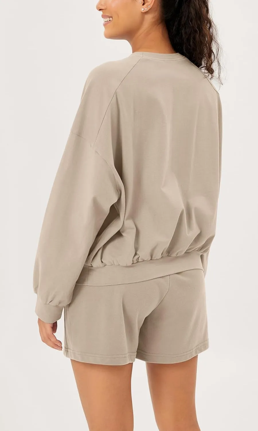 ODODOS Purevibe Cotton Oversized Sweatshirts, Women's Crew Neck Long Sleeve Pullover Tops with Kangaroo Pocket