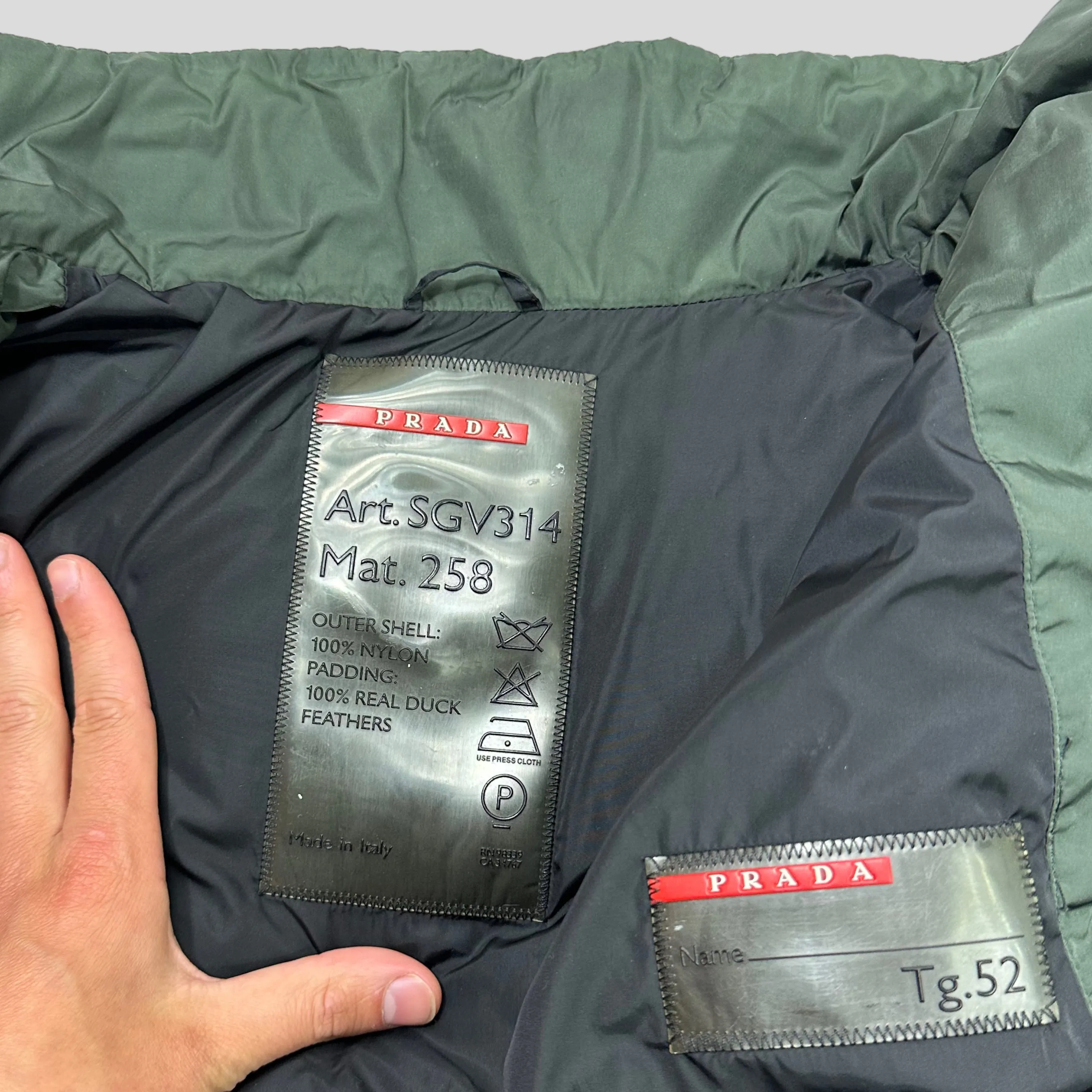 Prada Sport AW00 Nylon Down Technical Toggle Puffer - IT52