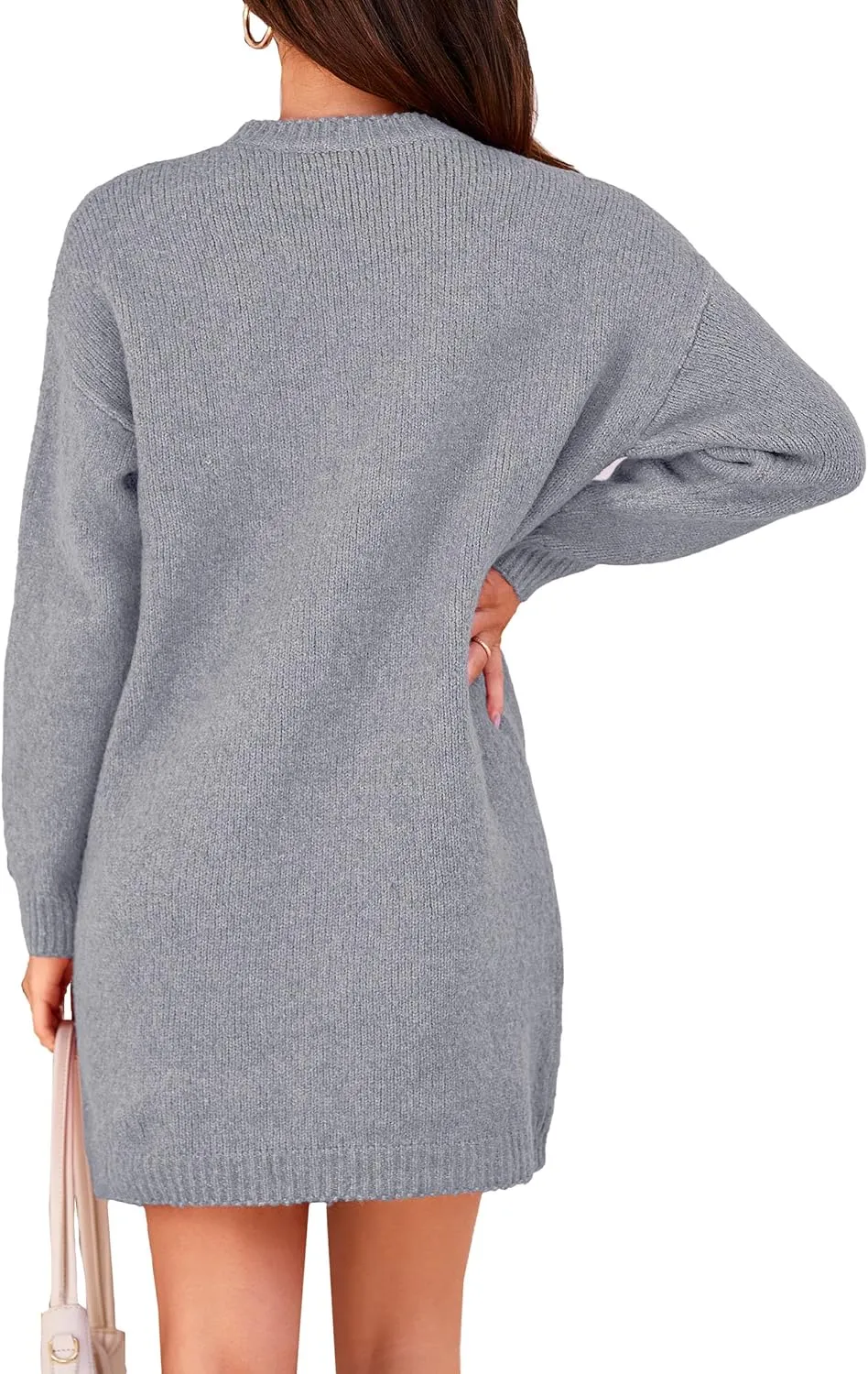 PRETTYGARDEN Women's 2025 Fall Knit Pullover Sweaters Long Sleeve Crewneck Oversized Loose Short Sweater Dress
