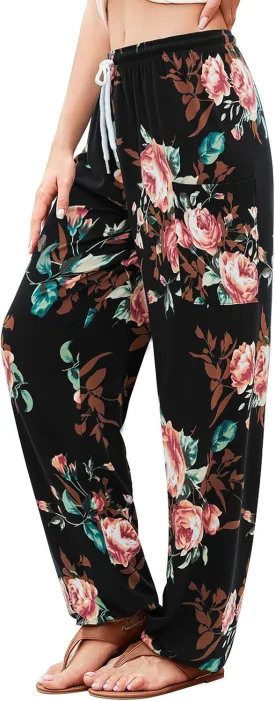 QIANXIZHAN Women's Harem Pants, Hippie Palazzo Pants Boho Joggers Yoga Clothes with Pockets