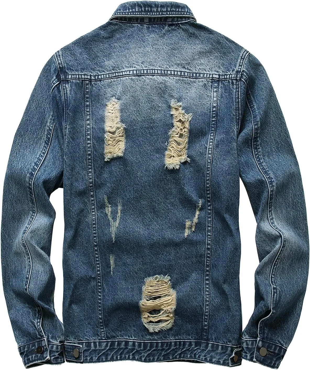 RANMCC Jean Jacket for Men Slim Fit Ripped Denim Jacket Coat