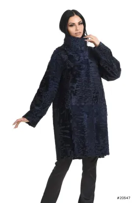 Reversible persian lamb coat with metallic leather