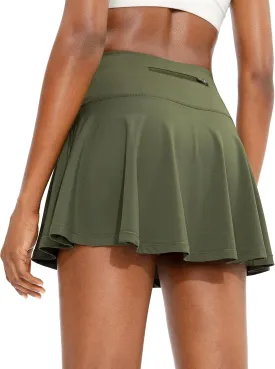 SANTINY Pleated Tennis Skirt for Women with 4 Pockets Women's High Waisted Athletic Golf Skorts Skirts for Running Casual