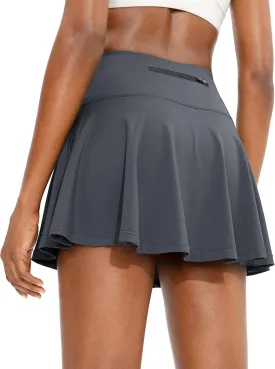 SANTINY Pleated Tennis Skirt for Women with 4 Pockets Women's High Waisted Athletic Golf Skorts Skirts for Running Casual