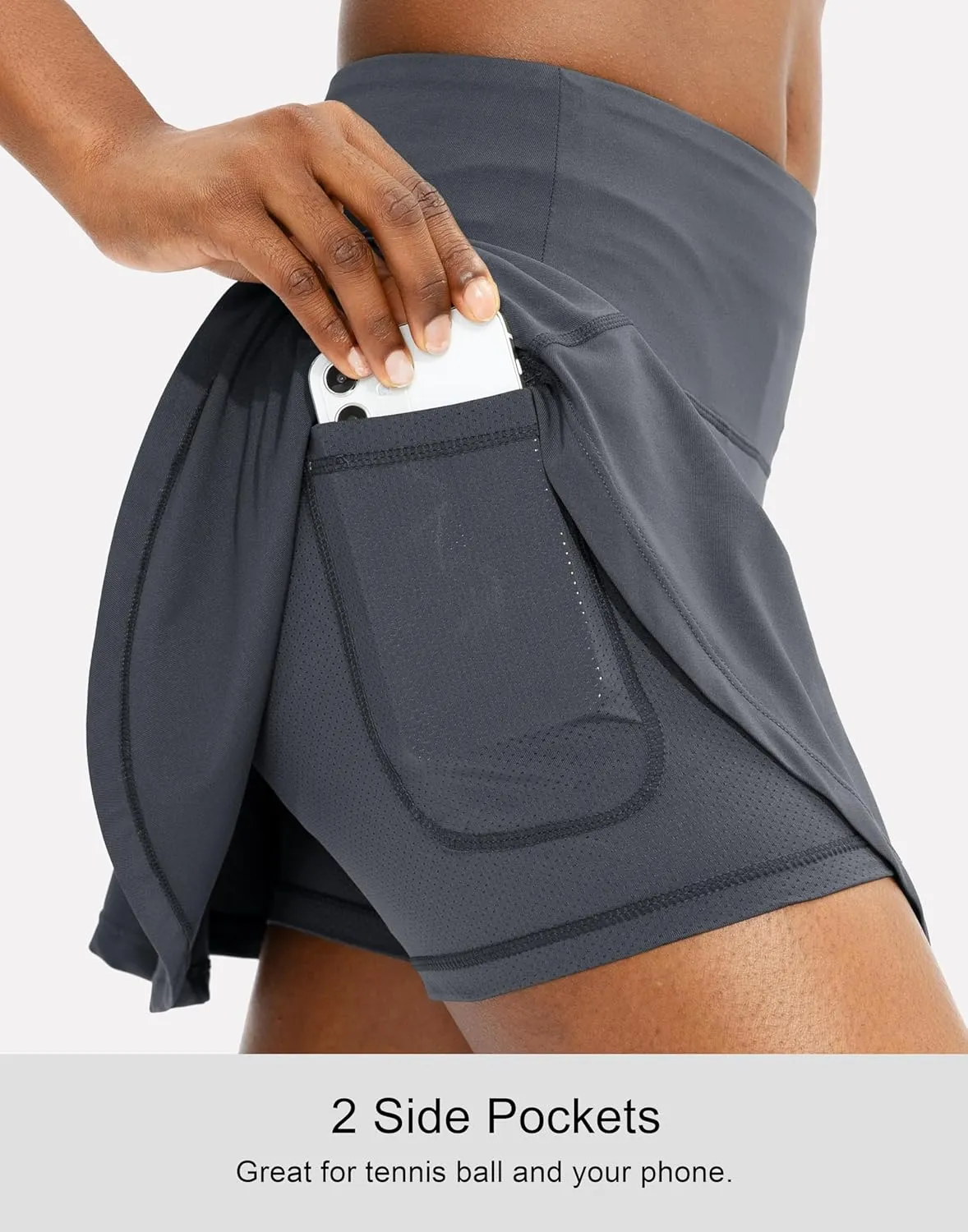 SANTINY Pleated Tennis Skirt for Women with 4 Pockets Women's High Waisted Athletic Golf Skorts Skirts for Running Casual