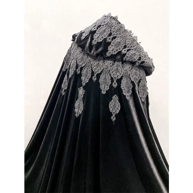 Shadow Witch Velvet Black Hooded Cloak