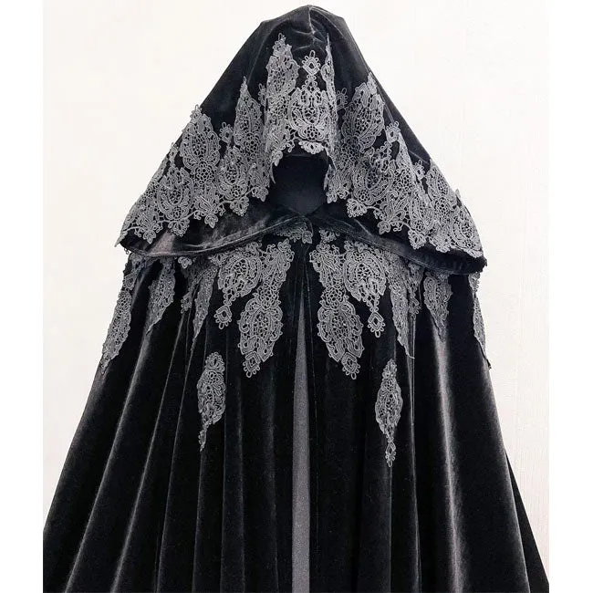 Shadow Witch Velvet Black Hooded Cloak