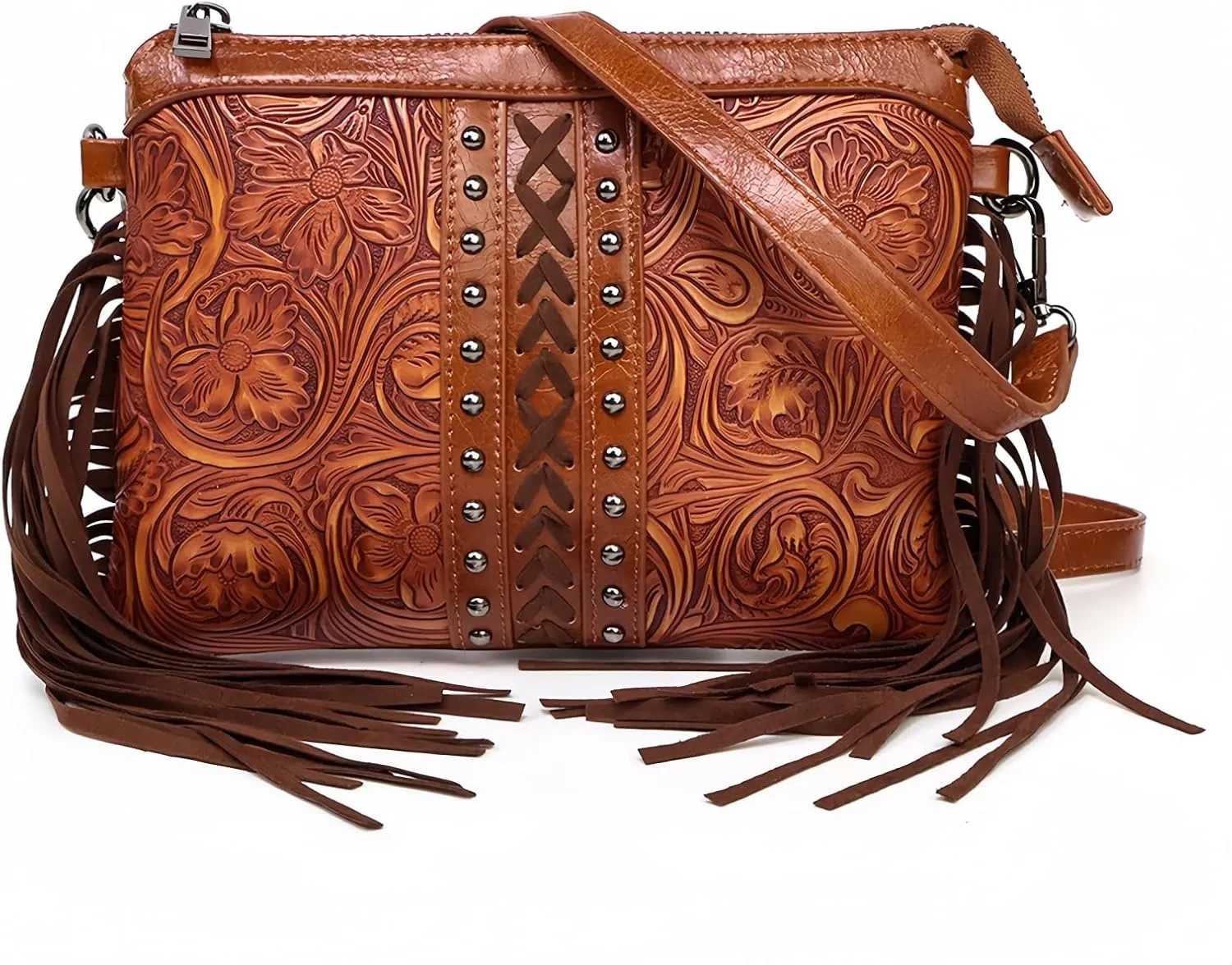 Small Crossbody Handbag for Women, Fringe Tassel Shoulder Purse, Western Wristlet Wallet