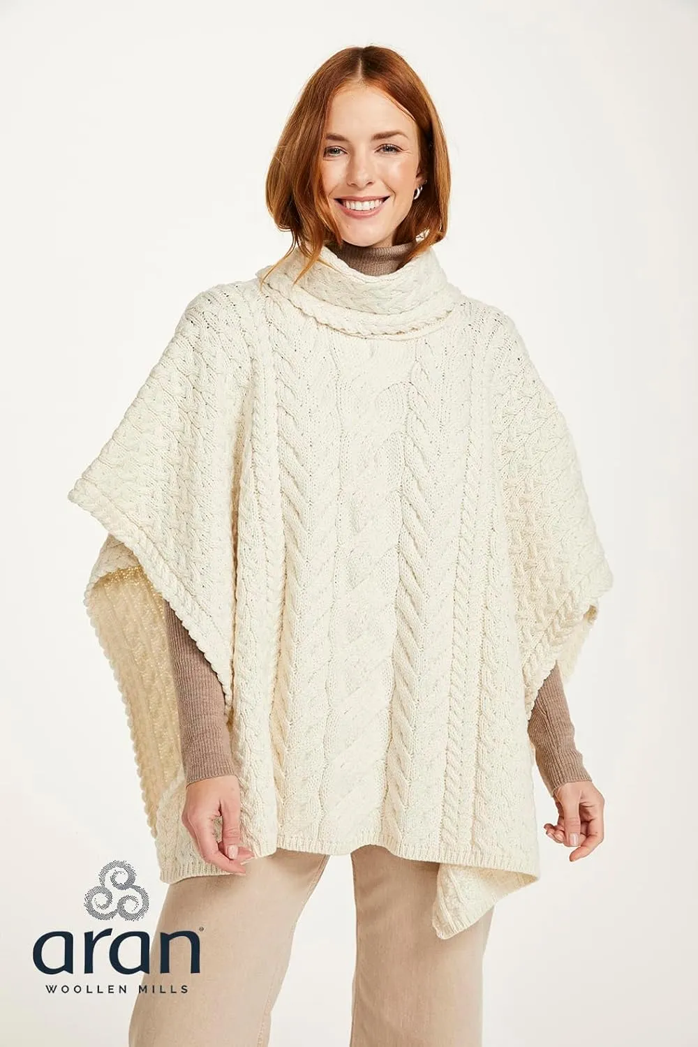 Supersoft Merino Wool Poncho with Cowl Neck