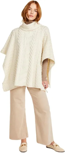 Supersoft Merino Wool Poncho with Cowl Neck