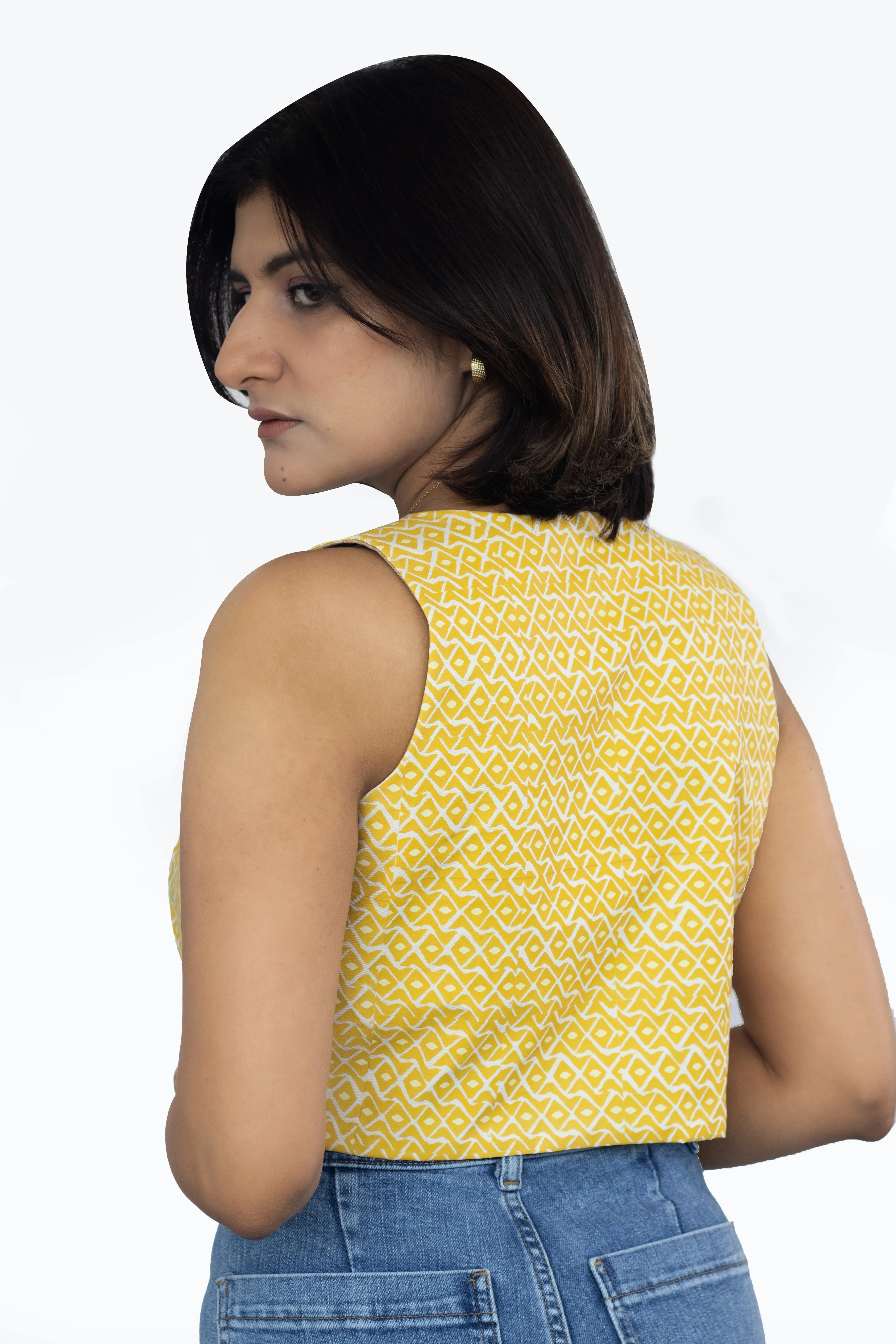 Svetlo Yellow Printed Waist coat