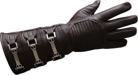 URBAN BUCK Real Leather Gauntlet Costume Long Regular Fit Mens Assorted Buckle Cosplay Glove