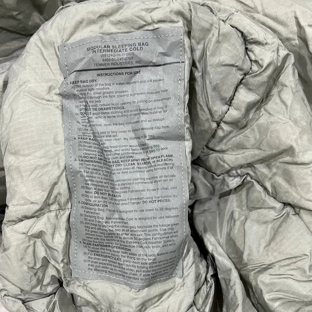 US Military Sleeping Bag Intermediate Cold Weather Mummy Style