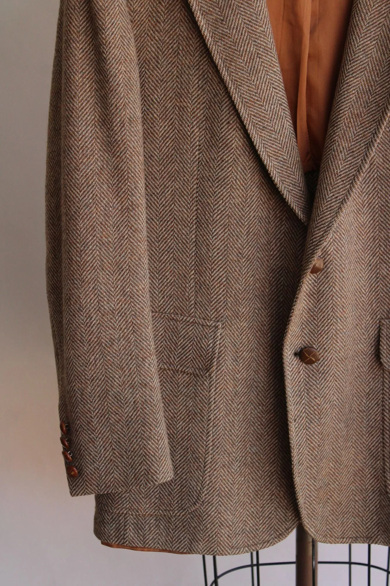 Vintage 1960s 1970s Mens Cricketeer Geo Lasky Brown Wool Tweed Jacket