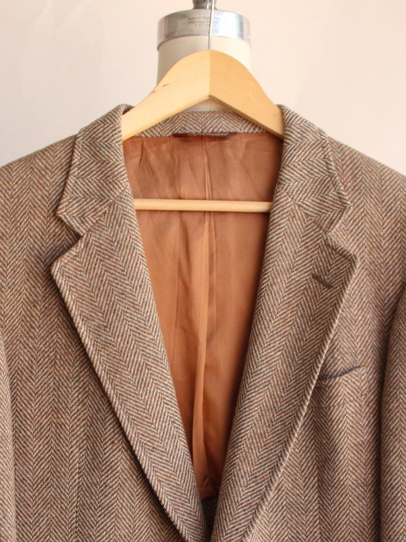 Vintage 1960s 1970s Mens Cricketeer Geo Lasky Brown Wool Tweed Jacket