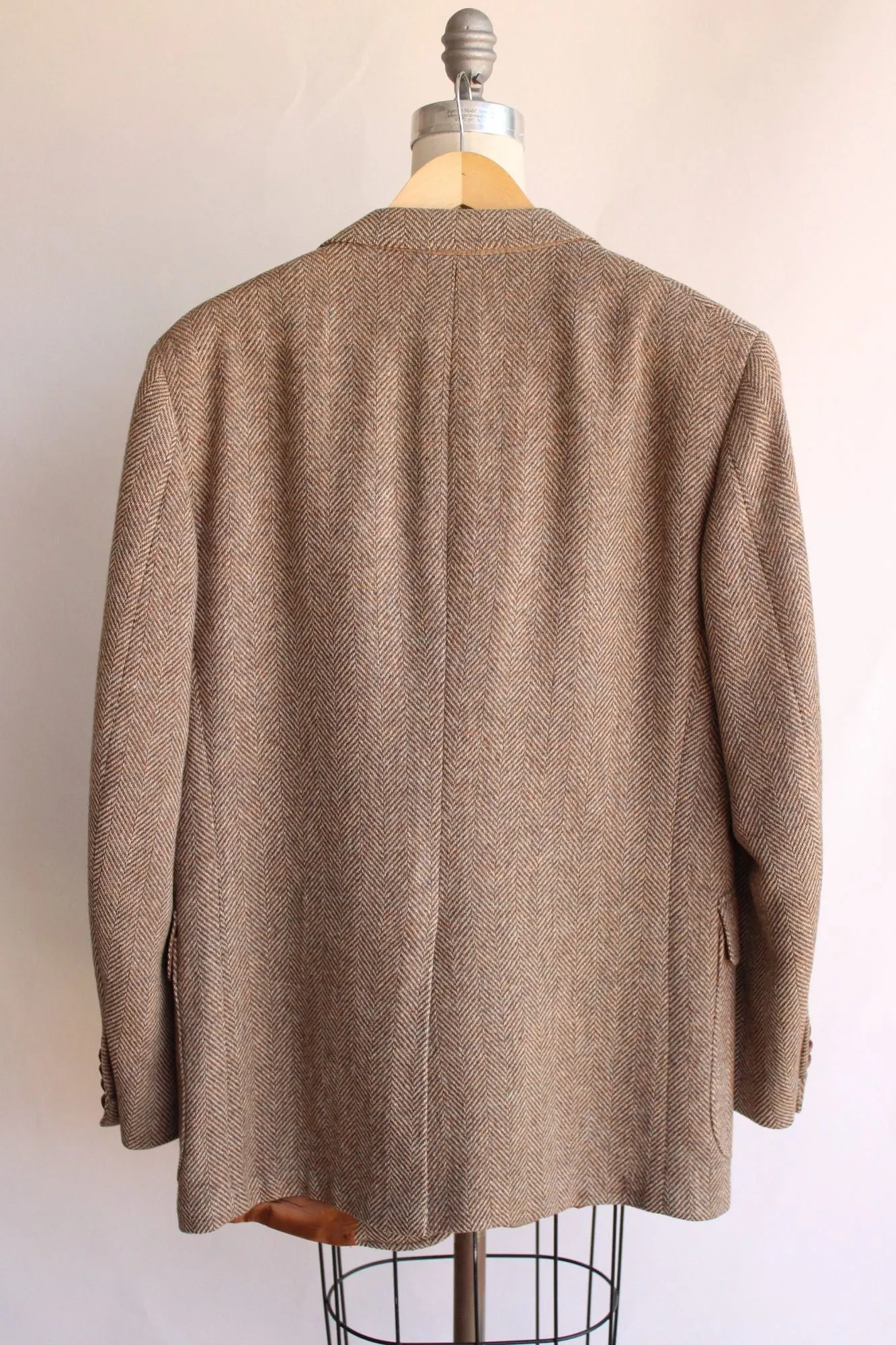 Vintage 1960s 1970s Mens Cricketeer Geo Lasky Brown Wool Tweed Jacket