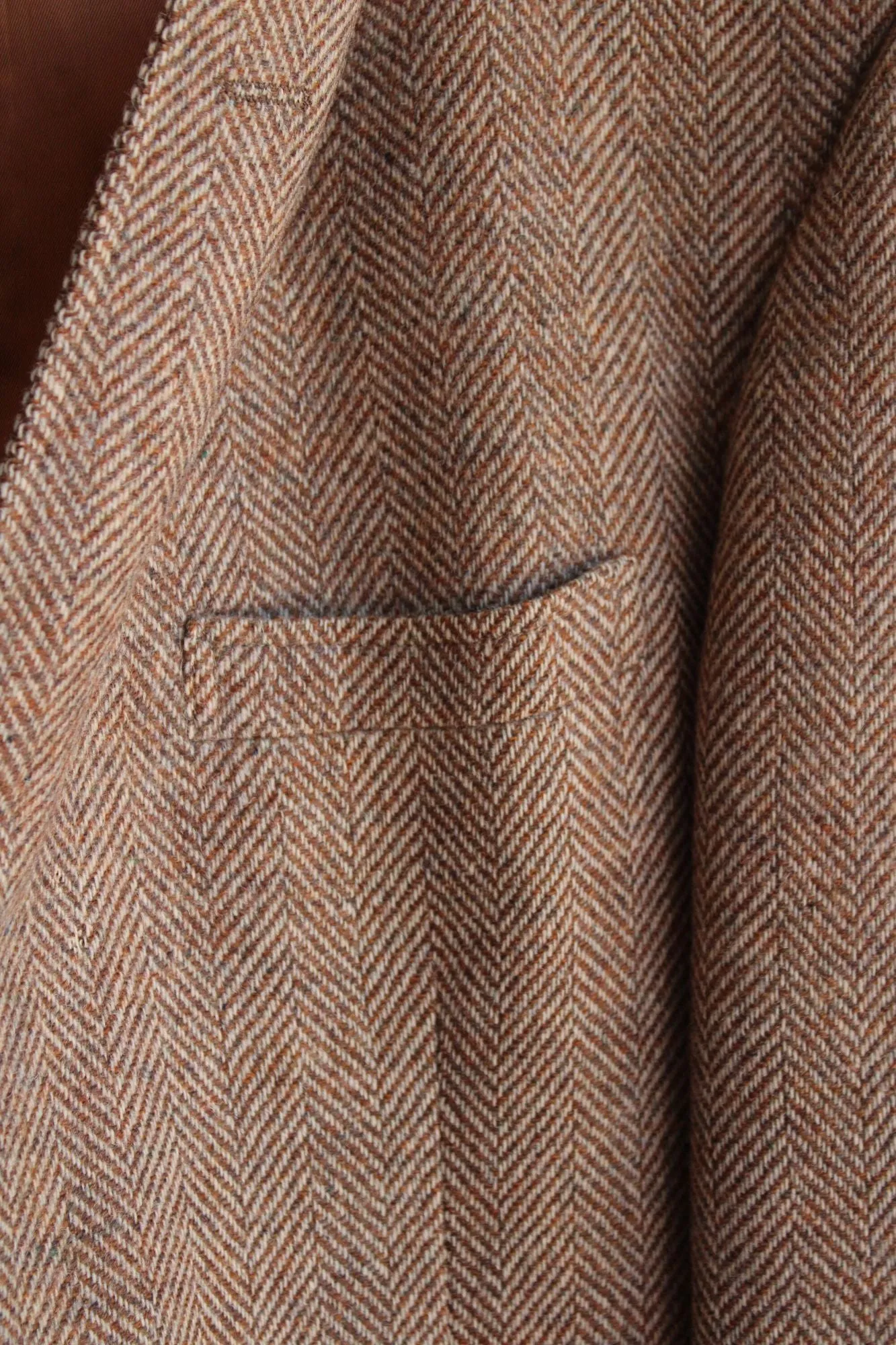 Vintage 1960s 1970s Mens Cricketeer Geo Lasky Brown Wool Tweed Jacket