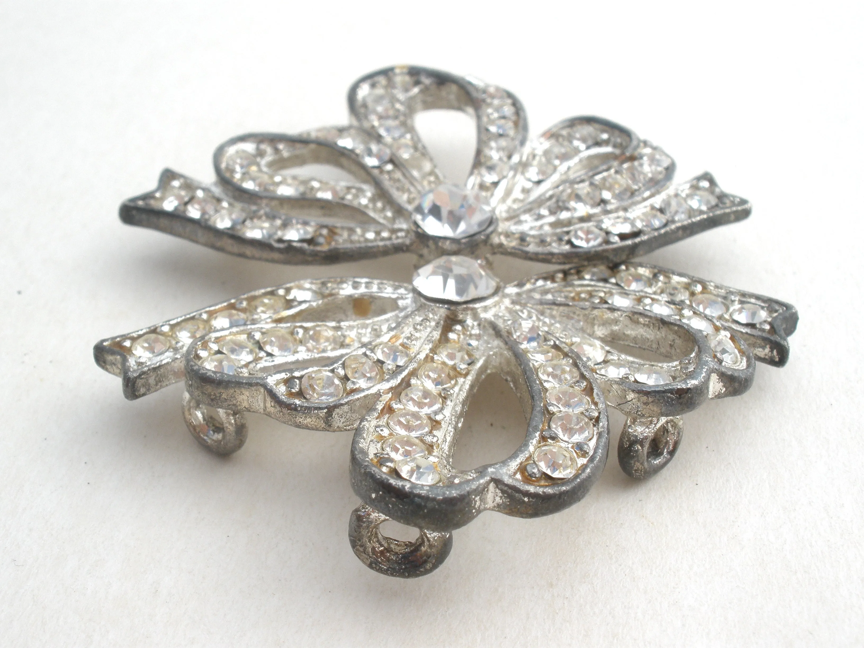 Vintage Clear Rhinestone Cloak Clasp Buckle