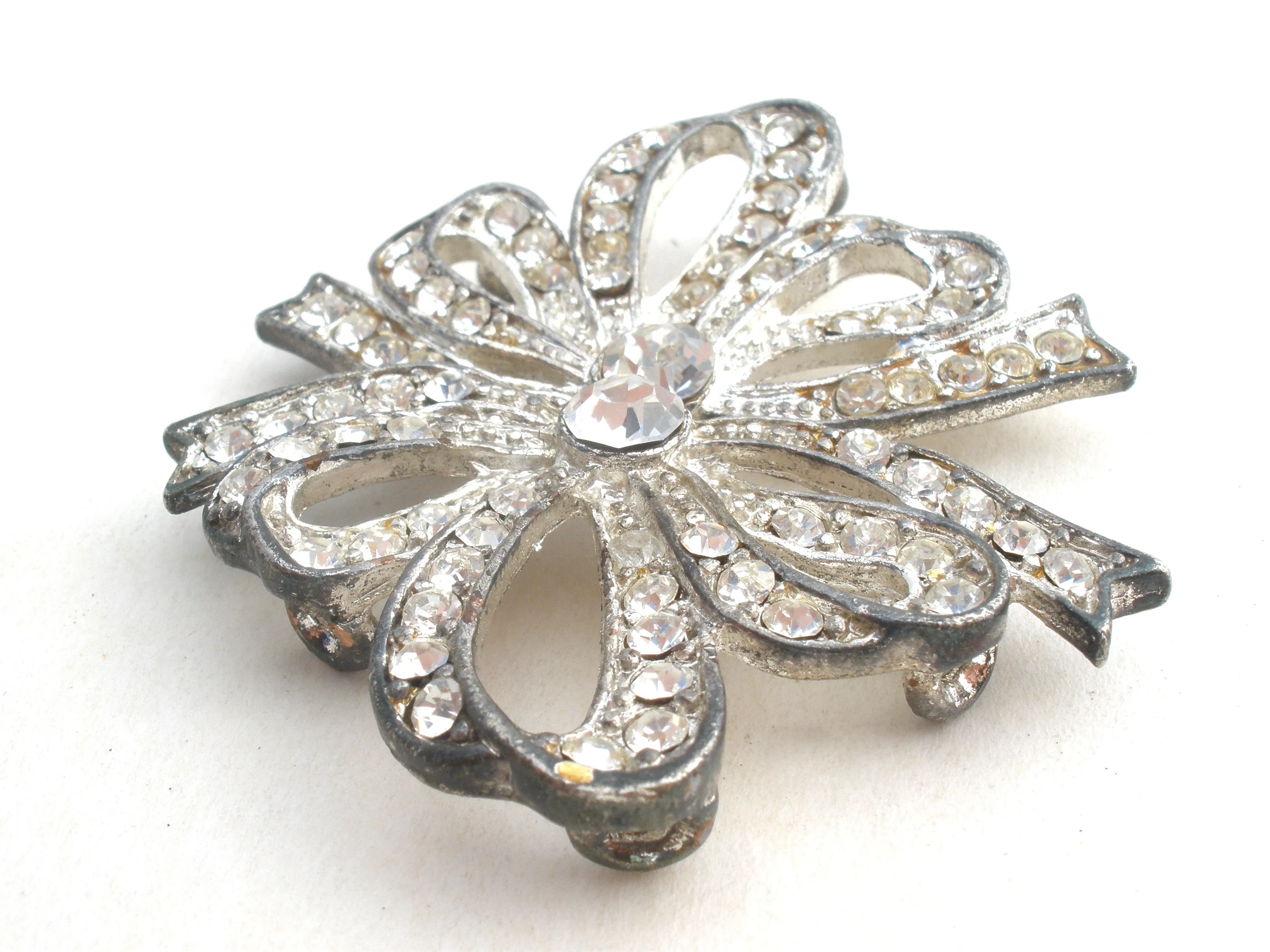 Vintage Clear Rhinestone Cloak Clasp Buckle