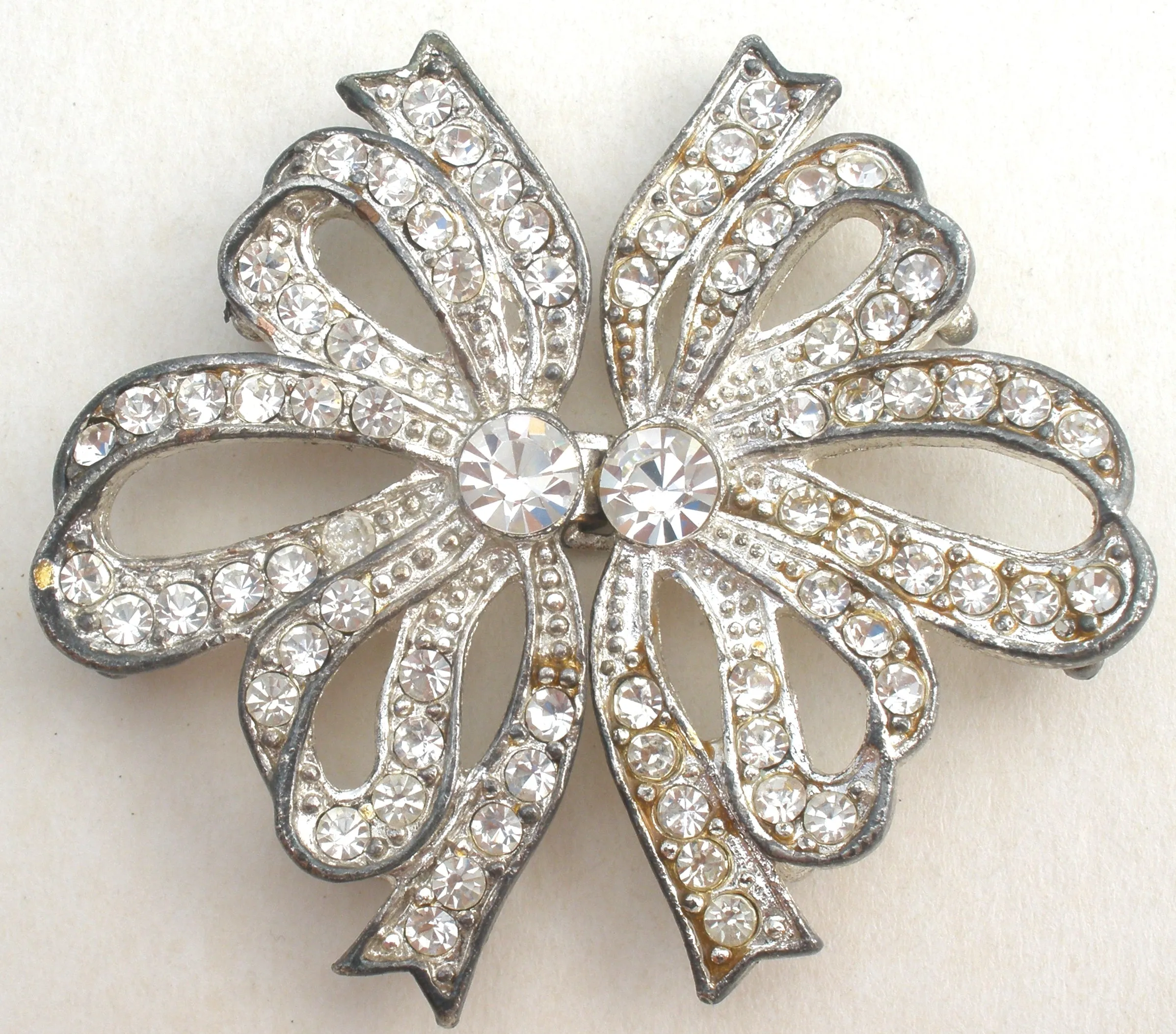 Vintage Clear Rhinestone Cloak Clasp Buckle