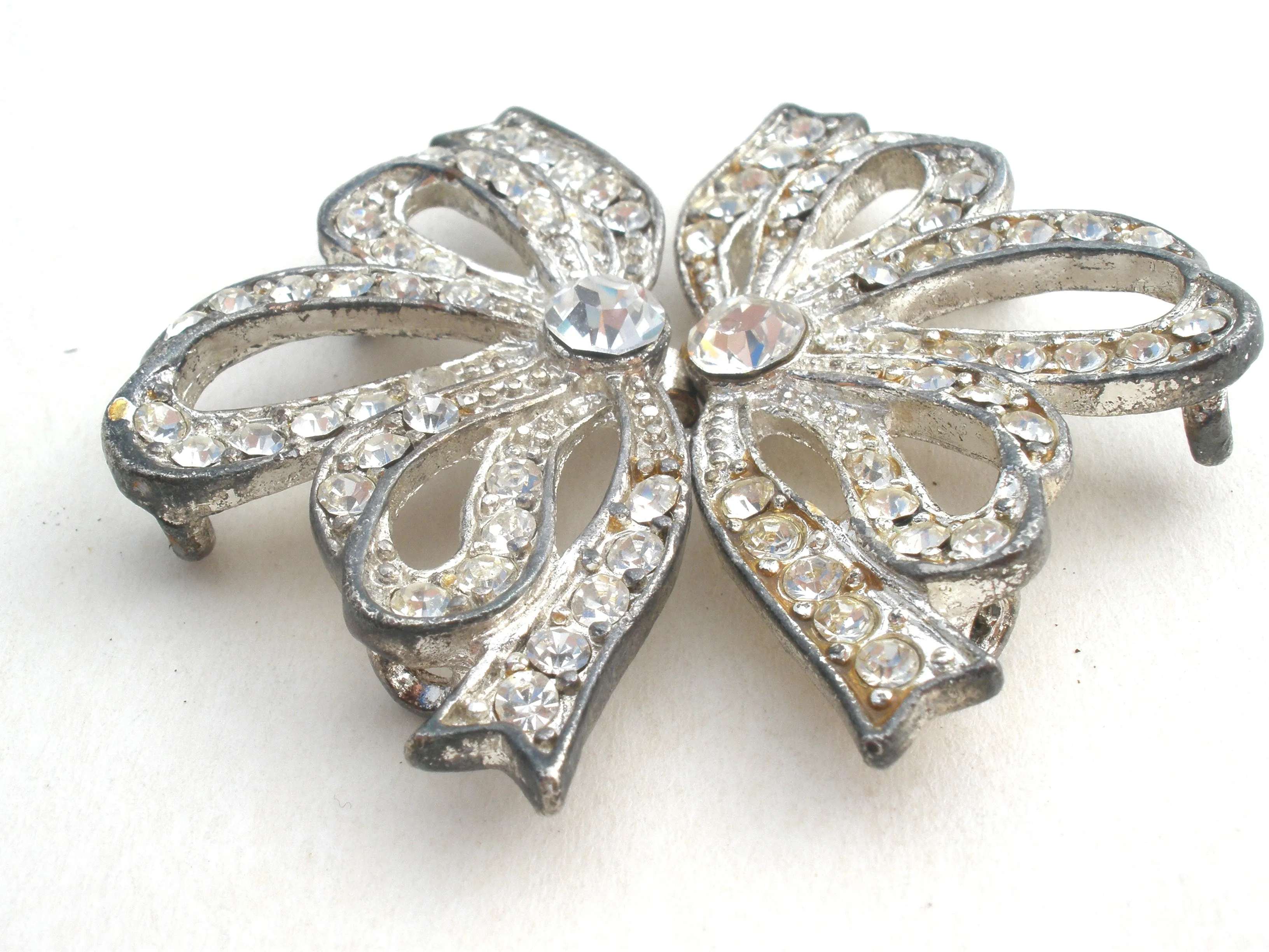 Vintage Clear Rhinestone Cloak Clasp Buckle