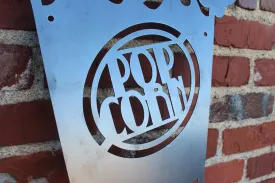 Vintage Metal Popcorn Sign - Retro Movie Theater Popcorn Bucket - Home Theater Wall Art - Vintage Cinema Home Decor - Retro