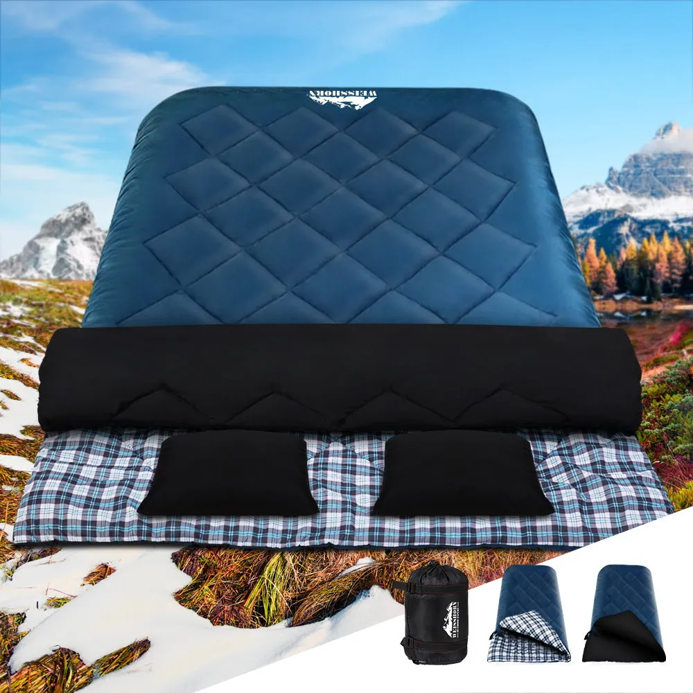Weisshorn Sleeping Bag Double Pillow Thermal Camping Hiking Tent Blue -10�C