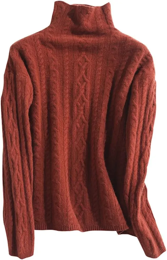 Women Cashmere Sweater Turtleneck Merino Wool Pullover Knitting Soft Winter Jumper