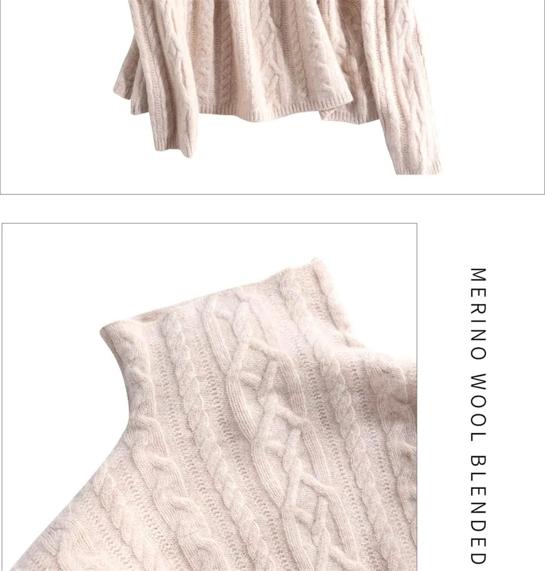 Women Cashmere Sweater Turtleneck Merino Wool Pullover Knitting Soft Winter Jumper