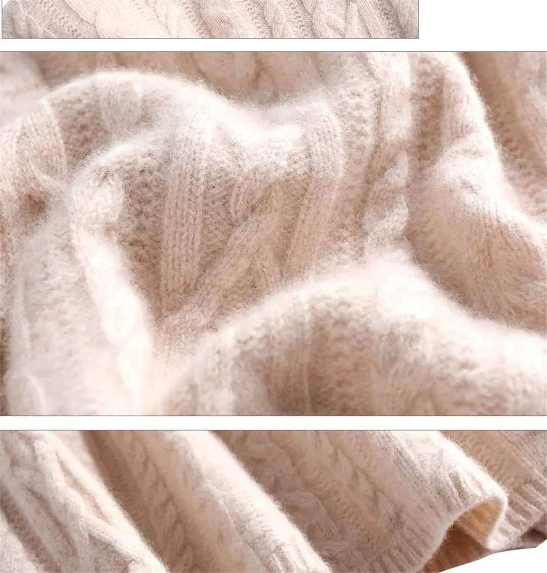 Women Cashmere Sweater Turtleneck Merino Wool Pullover Knitting Soft Winter Jumper