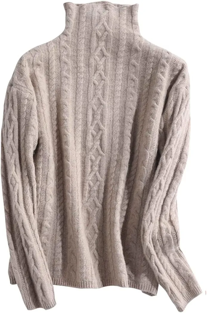 Women Cashmere Sweater Turtleneck Merino Wool Pullover Knitting Soft Winter Jumper